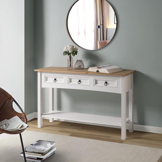 OS Home and Office Furniture Cottage Series Wood Hall Table in Corona Snow - Image 2