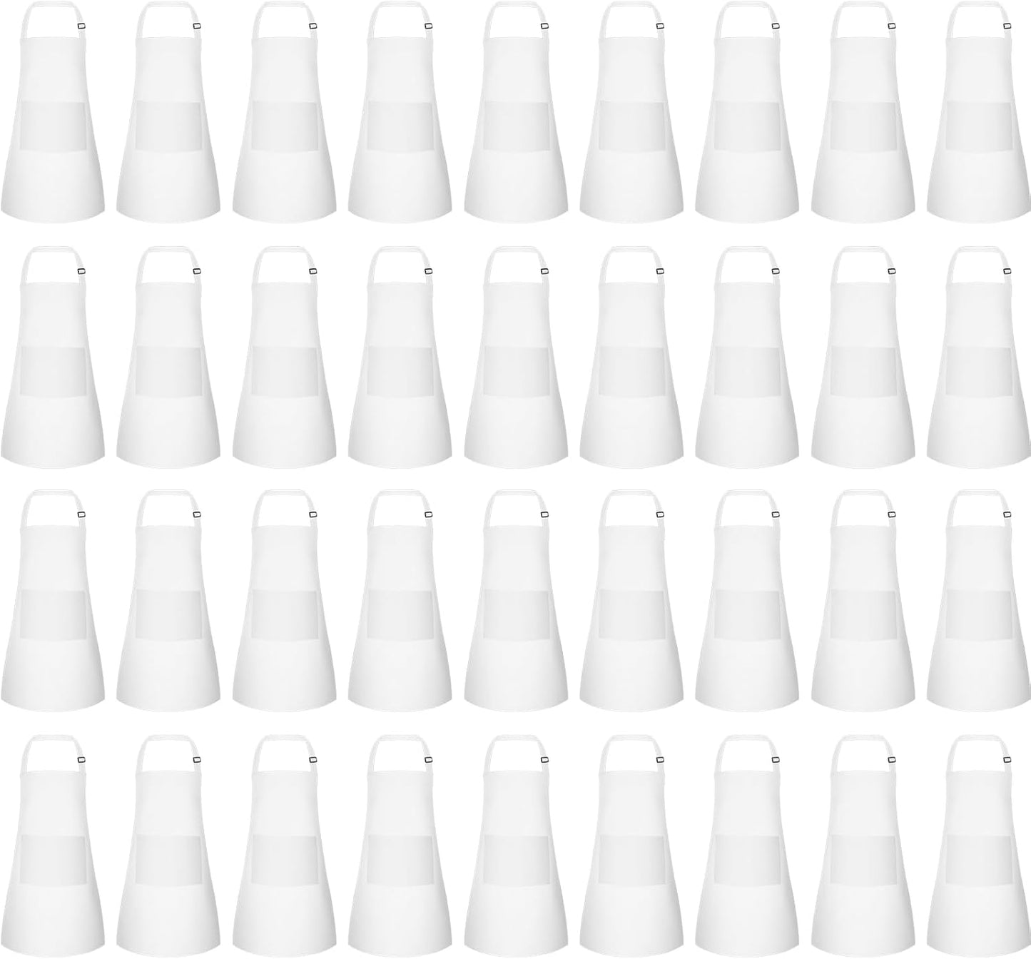 36 Pack Kids Apron bulk with 2 Pockets Adjustable Chef Art Apron Kids Painting Aprons for Cooking Baking Painting Crafting Grilling Activity（White）