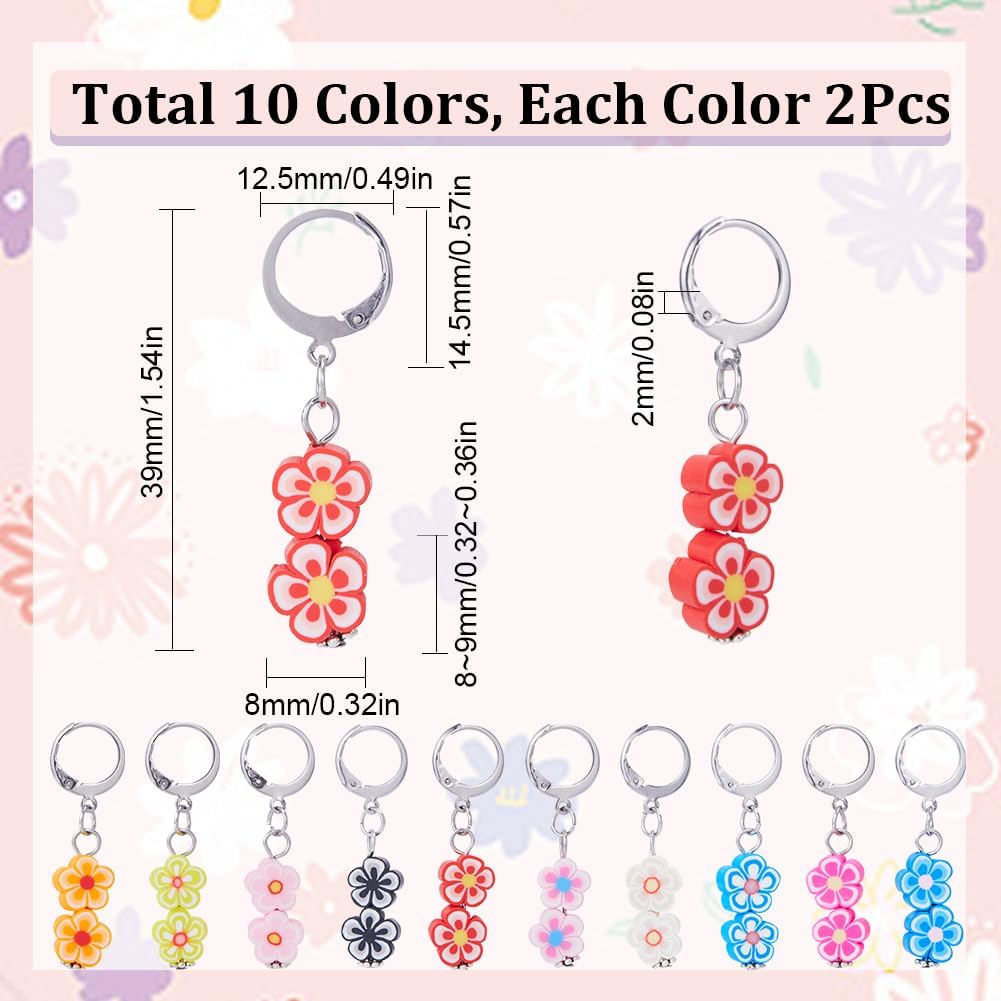 SUNNYCLUE 1 Box 20Pcs Knitting Stitch Markers Polymer Clay Flower Beads Cute Charms Removable Locking Crochet Marker Clip on Crocheting Charms for Sewing Weaving Knitting Yarns DIY Craft Supplies