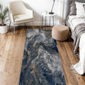Abstract 3x6 Runner Rug for Hallway: Soft Washable Blue Rug Pet Friendly by Luxcrest