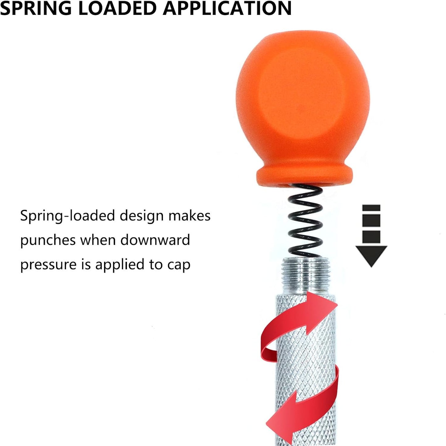 2-Pieces Automatic Center Punch, 5 Inch Adjustable Impact Hole Punch Metal Punch, Spring Loaded Center Punch Tool with Palm Cushion Cap for Wood Metal Leather