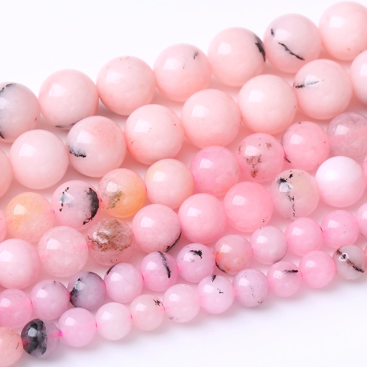 32PCS 12MM Natural Pink Opal Stone Beads for Jewelry Making DIY Energy Stone Healing Power Bracelet 15"