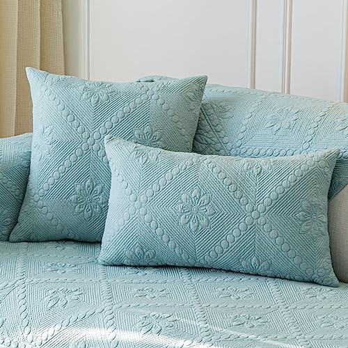 vctops 2 Pack Farmhouse 100% Cotton Quilted Throw Pillow Covers by vctops