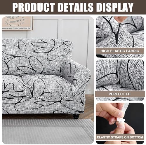 SearchI Stretch Sofa Cover Printed Couch Cover, Floral Pattern 4 Pieces Sofa - Image 5