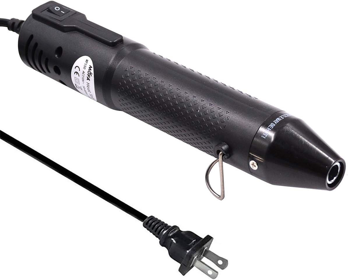 mofa Embossing Heat Pen,Mini Heat Gun,Hot Air Pen Tools Shrink Pen with Stand For DIY Embossing And Drying Paint Multi-Purpose Electric Heating Nozzle 150W 110V (Black,Black)