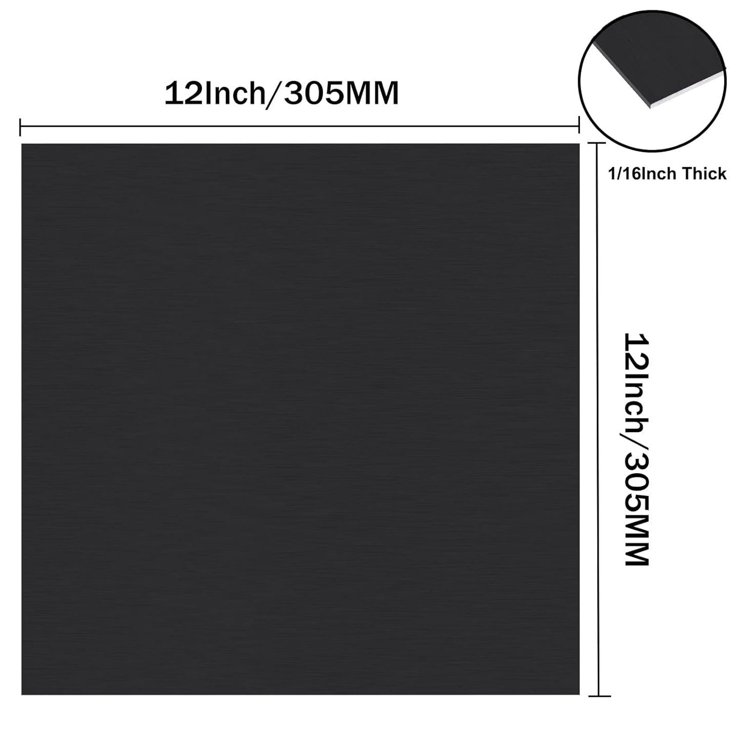 Anodized Aluminum Sheet Metal 12 x 12 x 1/16 Inch Black Anodized Aluminum Metal Plates Engraving Blanks for Laser Engraving, 1.50MM Thin Decorative Aluminum Metal Sheets for Crafting, House Decoration