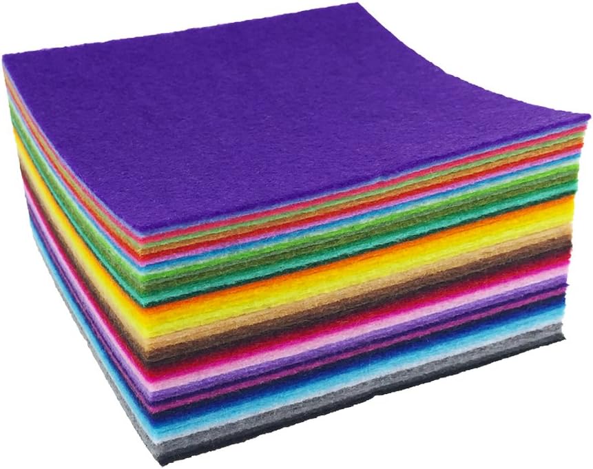 flic-flac 44PCS 12 x 12 inches (30 x 30cm) Assorted Color Felt Fabric Sheets Patchwork Sewing DIY Craft 1mm Thick … (30cm * 30cm, 44pcs)