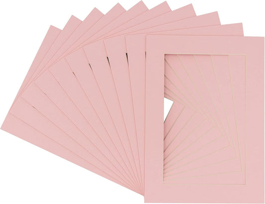 5.5x8.5 Mat for 8.5x11 Frame - Precut Mat Board Acid-Free Show Kit with Backing Board, and Clear Bags Soft Pink 5.5x8.5 Photo Matte For a 8.5x11 Picture Frame Matboard for Framing, Pack of 25 Mats