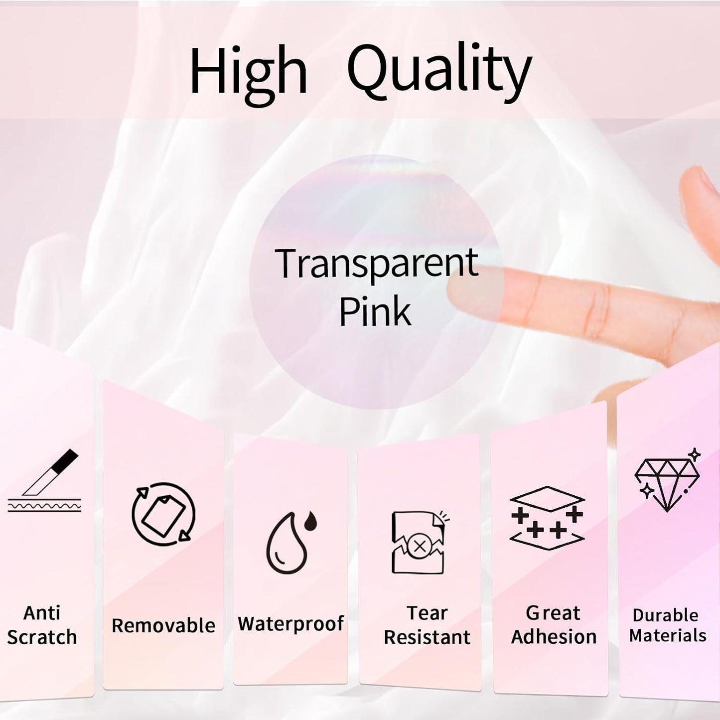 2" Round Transparent Thermal Label Stickers, Clear Direct Thermal Labels Holographic Pink, Perforation Line Design- 300 Sheets