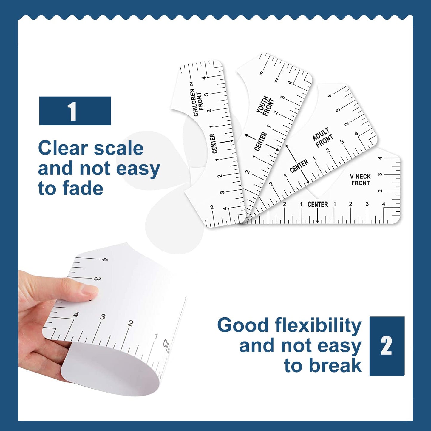 Vowlove Tshirt Ruler Guide for HTV Vinyl Heat Transfer Vinyl - T-Shirt Alignment Tool Shirt Centering Ruler Set Sublimation Blanks Accessories Tools Heat Press Tee Measurement Front Back
