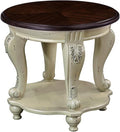 Round End Table for Living Room, Solid Wood Sofa Side Table by FGXJY