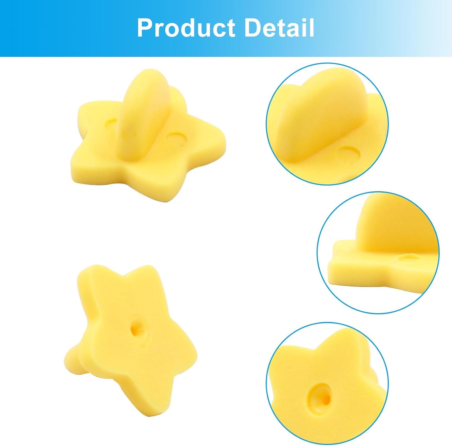 100 Pack Star Shape Rubber Pin Backs, Lapel Pin Backing Locking Pin Keepers, Brooch Holder for Uniform Badge Hat Tie（Yellow）