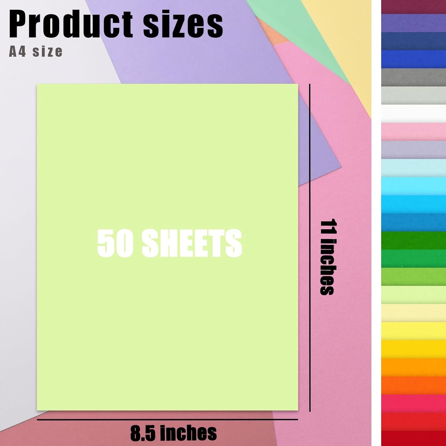 Koogel Colored Cardstock Paper, Includes 40 Sheets 120gsm and 10 Sheets 250gsm Construction Paper for DIY Crafts Scrapbook, Back to School Supplies