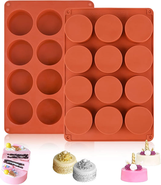 Round Chocolate Cookie Molds, 2PCS SAKOLLA Cylinder Silicone Mold for Chocolate Covered Oreos, Cake, Candy, Pudding, Mini Soap