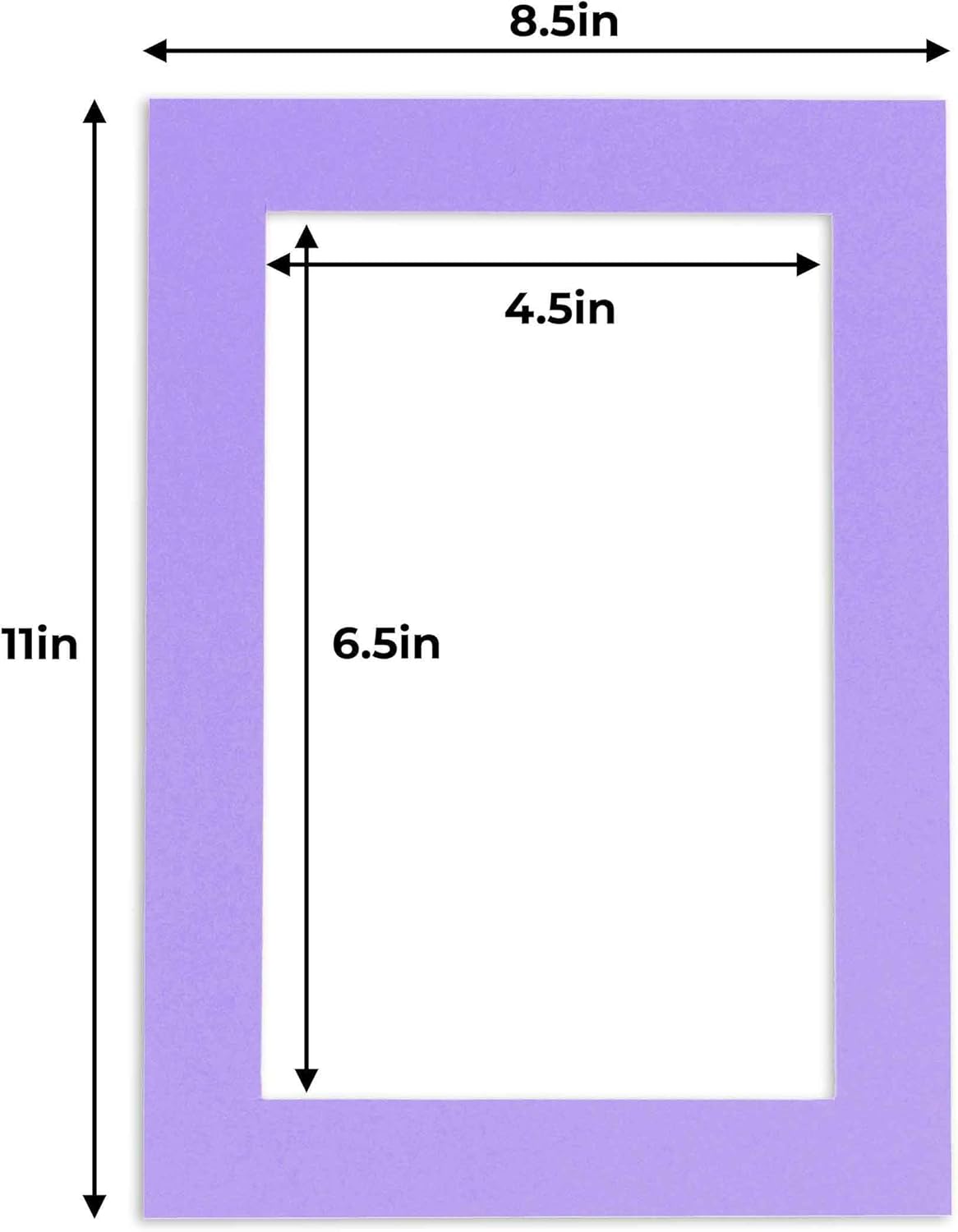 5x7 Mat for 8.5x11 Frame - Precut Mat Board Acid-Free Light Purple 5x7 Photo Matte For a 8.5x11 Picture Frame, Premium Matboard for Family Photos, Show Kits, Art, Picture Framing, Pack of 100 Mats