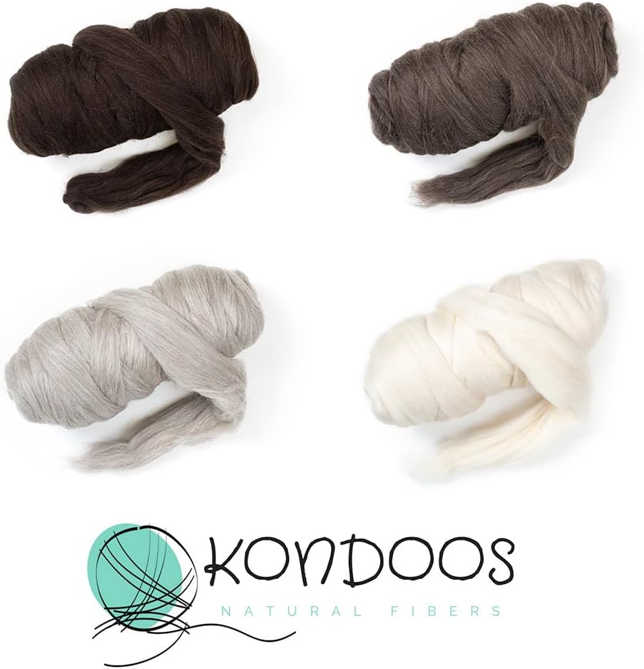 Natural Wool Bulk roving, 4 lb. Best Wool for Spinning, arm Knitting, Felting, Chunky Blankets and Tapestry. Natural Colors, un-Dyed. (Ecru, 4 lb)