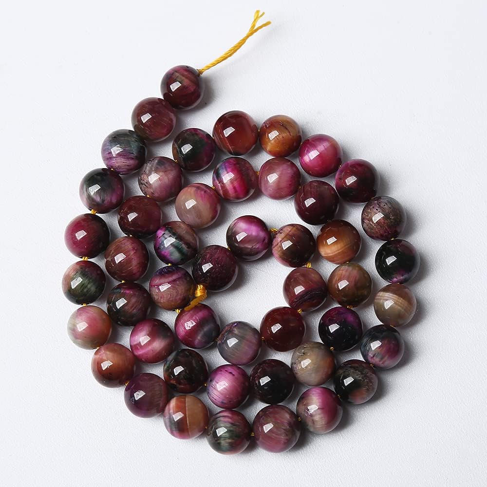 32pcs 12mm Top AAA Natural Tiger Eye Beads for Jewelry Making Rose Red Starry Sky Tiger Eye Stone Round Loose Beads DIY Bracelet Necklace Earrings