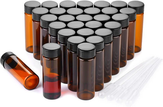 30ml Amber Small Glass Vials 30pcs with Screw Caps(30pcs)