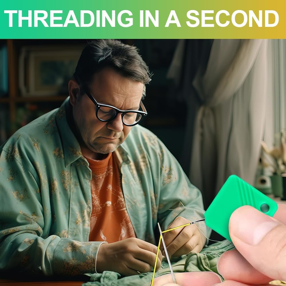 Automatic Needle Threaders for Hand Sewing, 2025 Upgrade Embroidery Floss, Sewing Machine Needle Threader, Sewing Supplies Tool, Fits All Needle Sizes (20, Blue)