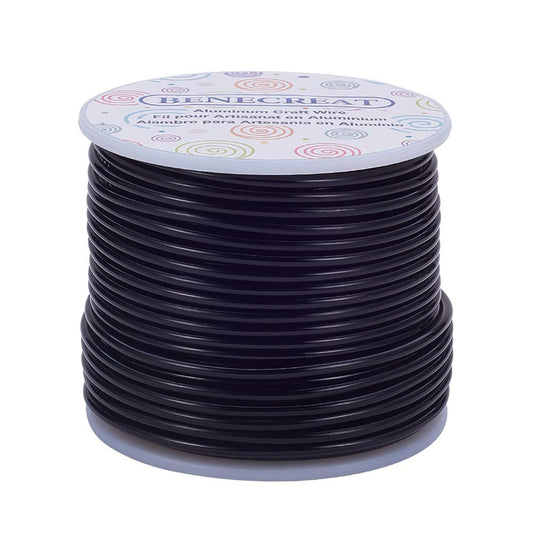 BENECREAT 10 Gauge Jewelry Craft Aluminum Wire 80 Feet Bendable Metal Sculpting Wire for Craft Floral Model Skeleton Making (Black, 2.5mm)