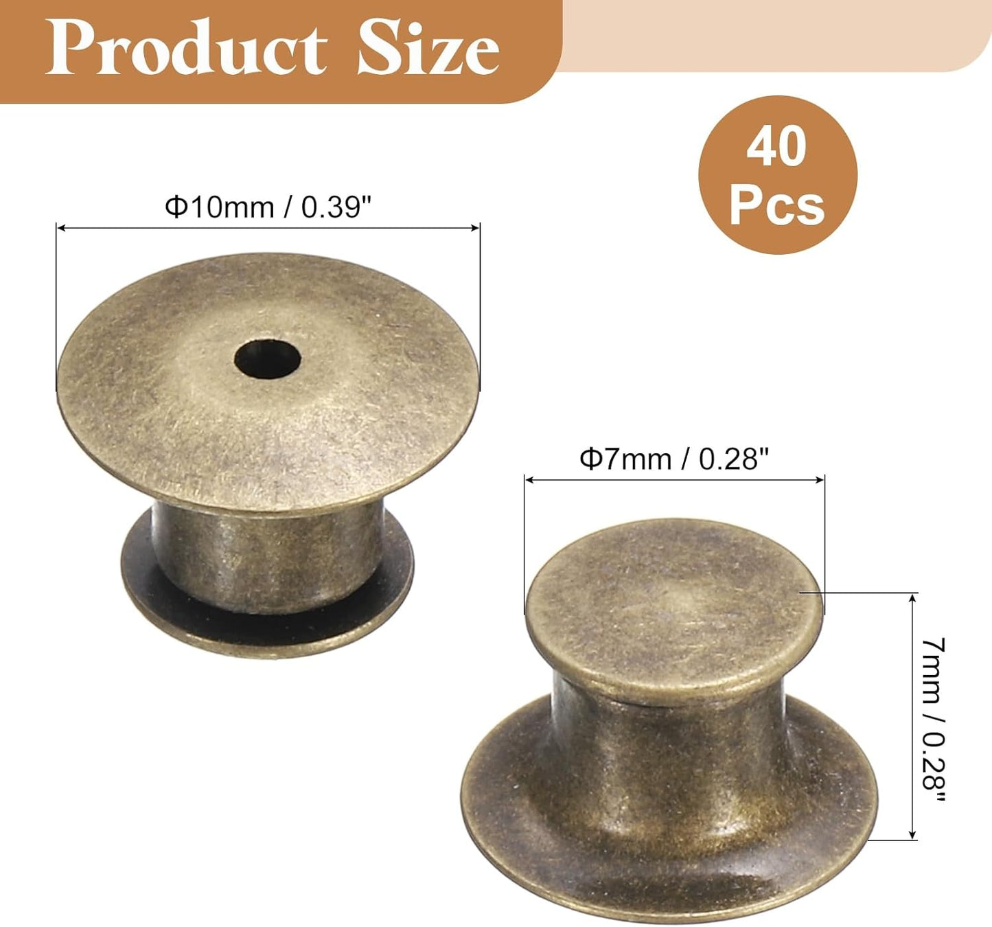 uxcell 40Pcs Metal Locking Pin Backs, Pin Keepers Locking Clasp Flat Head Clamp Needle Back Lock for DIY Brooch Crafts Badges Enamel Lapel, Bronze