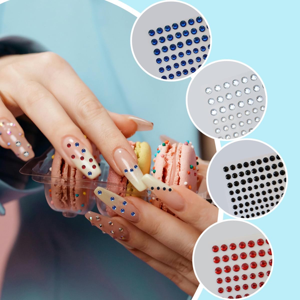 5 Sheets Self Adhesive Pearl Stickers, Flat Back Pearls Sticker, 4 Size Self Adhesive Rhinestone Gem Stickers for DIY Crafts Craft Card Decorations Nail Art Beauty Makeup (Black)