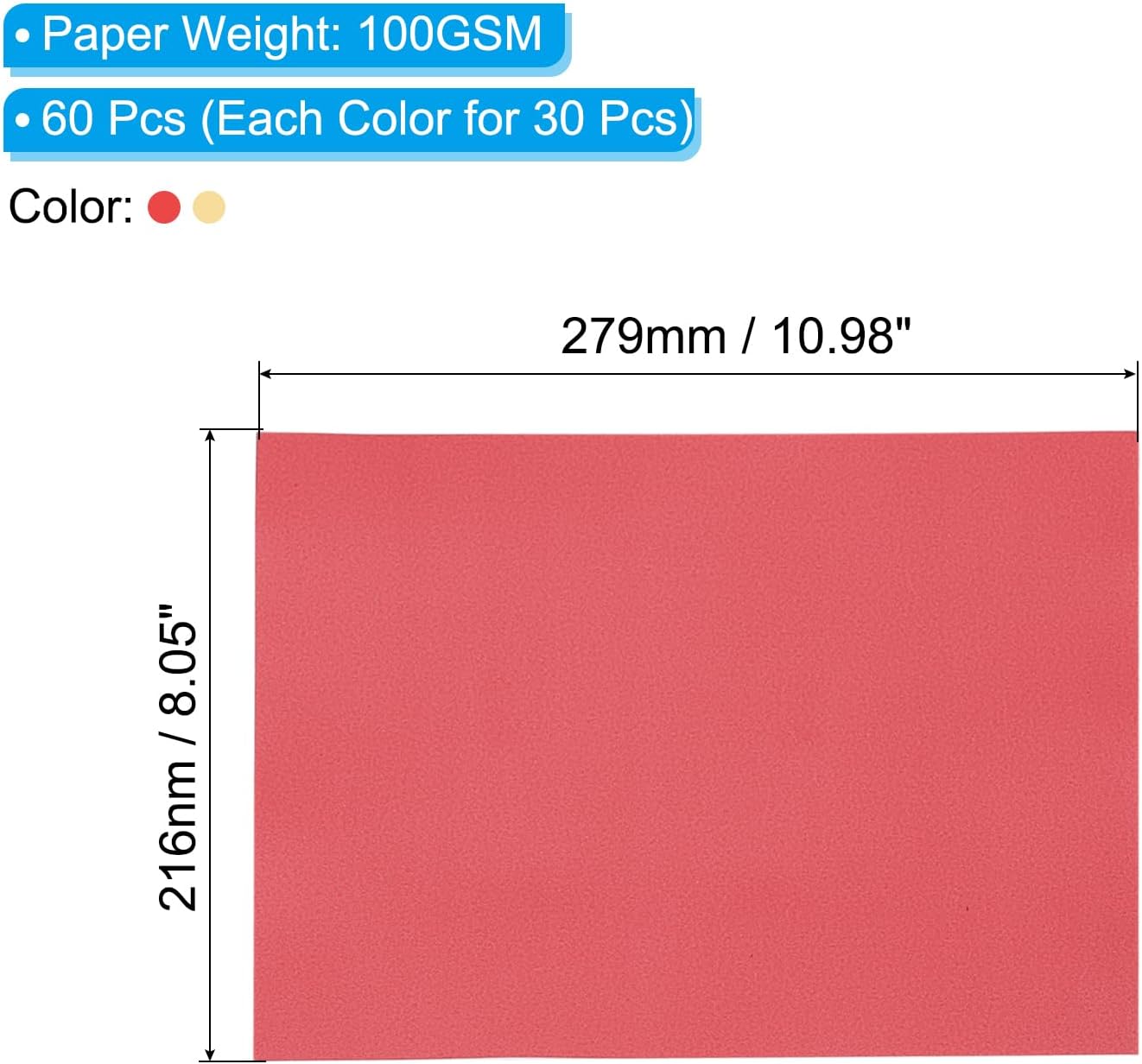 PATIKIL 60 Sheets Vellum Paper 8.5x11inches, Printable Translucent Paper 100GSM Colored for Invitations Laser Inkjet Printing Card Making Crafting Wedding Tracing, Red/Beige Gold