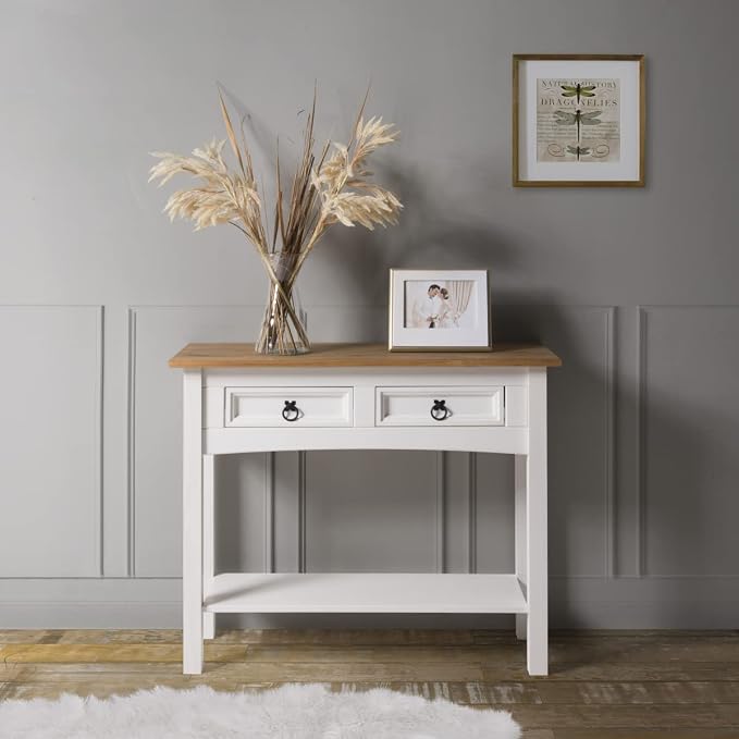 OS Home and Office Furniture Cottage Series Wood Hall Table in Corona Snow - Image 2