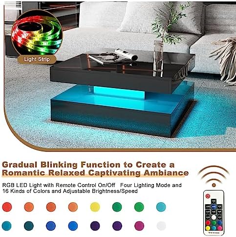 HedoAjim Black LED Coffee Table - Image 4