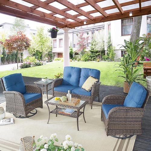 Belord Patio Furniture Swivel Glider PE Wicker Chairs, Outdoor Swivel Rocker - Image 6
