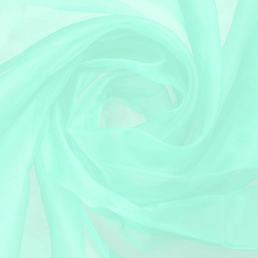 MECCANIXITY Iridescent Sheer Organza Fabric, 2 Yards x 59 Inches Solid Holographic Shiny Fabric Organza Cloth for Wedding, Curtains, Costume, Photo Background, Cyan