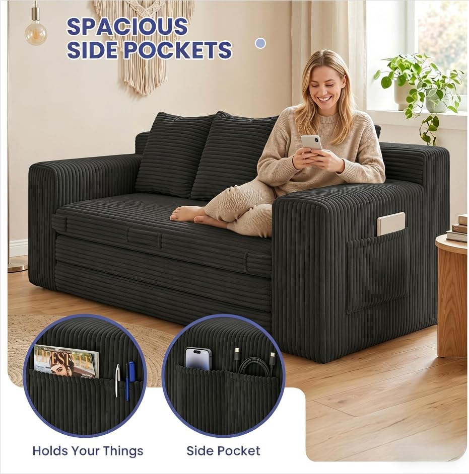 69" Convertible Sofa Bed, Boneless Couch - Image 3