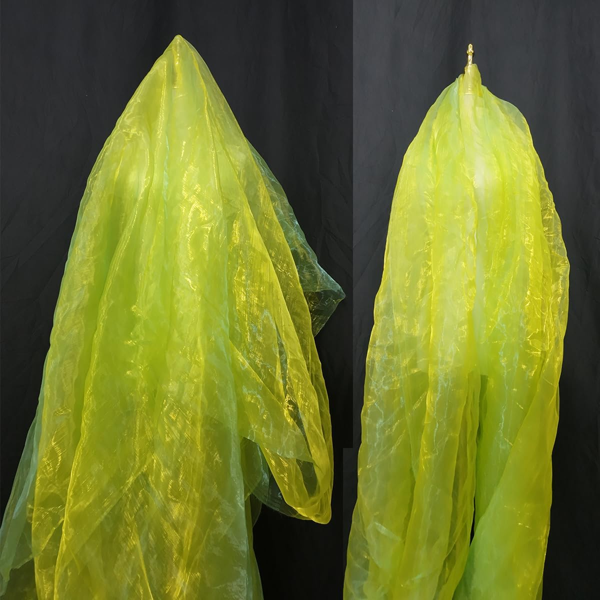 Two-Tone Iridescent Holographic Organza Fabric - 5.5 Yards | Lightweight Sheer Gauze Voile Tulle | for Dresses, Party Decor, DIY Crafts, Shiny Backdrops(Shimmery Light Green-Yellow)