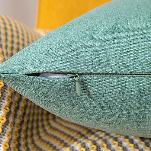 MIULEE Decorative Outdoor Pillow Covers Waterproof 12x12 Teal - Image 3