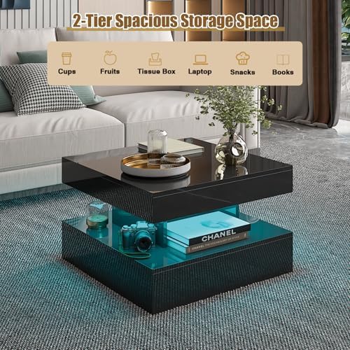 HedoAjim Small Black Led Coffee Table - Image 5