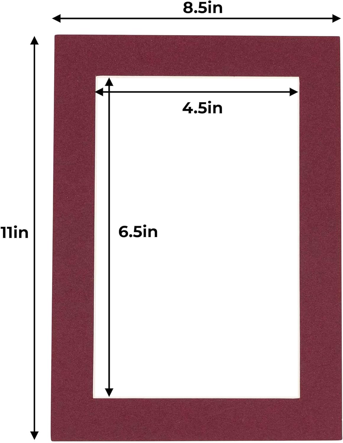 5x7 Mat for 8.5x11 Frame - Precut Mat Board Acid-Free Maroon 5x7 Photo Matte Made to Fit a 8.5x11 Picture Frame, Premium Matboard for Family Photos, Show Kits, Art, Picture Framing, Pack of 100 Mats