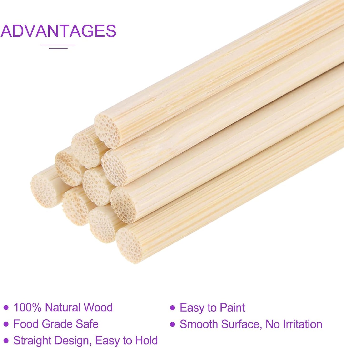 DMiotech 50 Pack 1/4" x 6" Wooden Dowel Rods Unfinished Natural Sticks Wood Craft Sticks for Home Decor Projects and Making DIY Craft,Wood Color