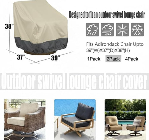 2 Pack Heavy Duty Patio Chair Covers - Image 2