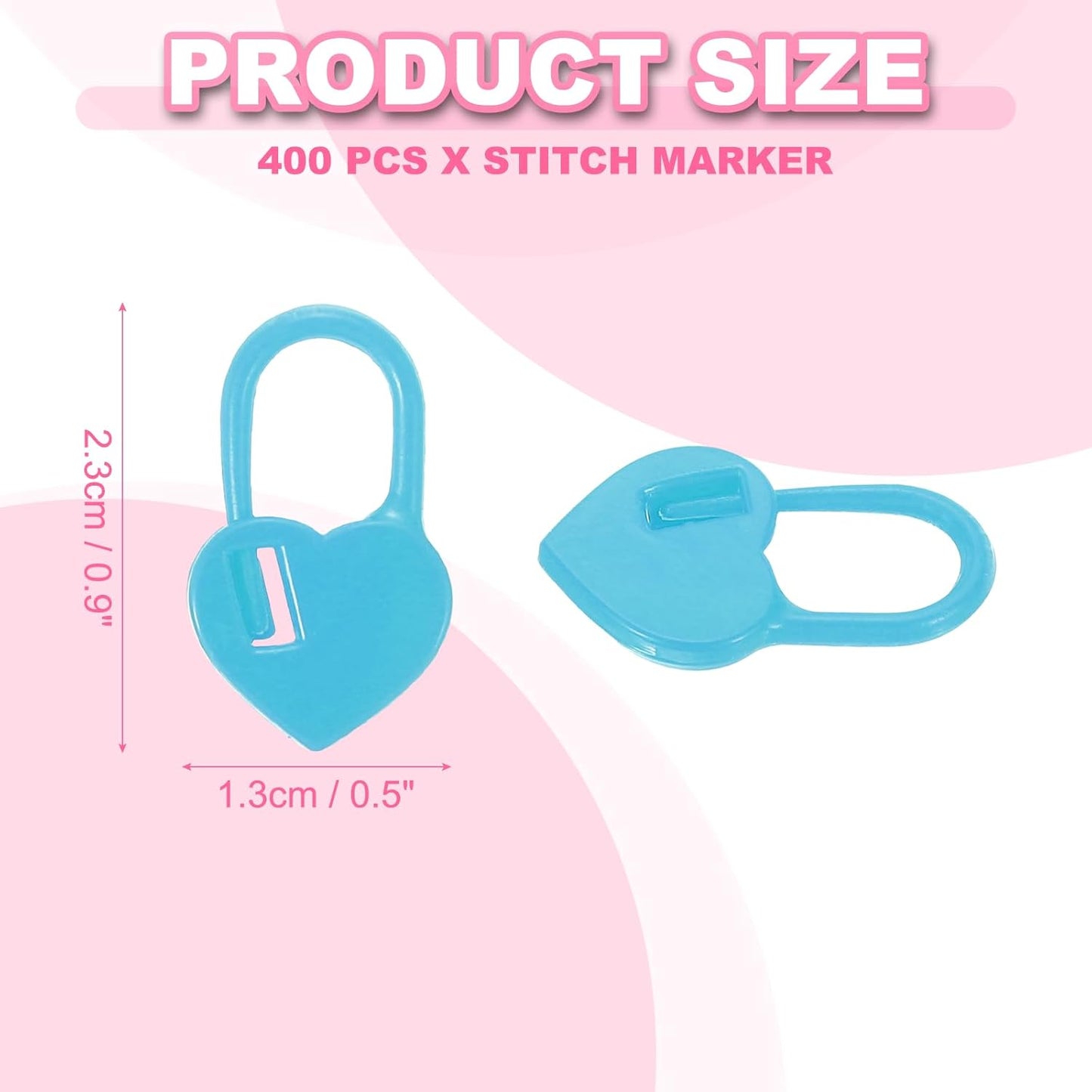 uxcell 400pcs Stitch Markers for Crocheting, Heart Shaped Crochet Marker Needle Clip Counter for Knitting Clothing Tag DIY Craft,Blue