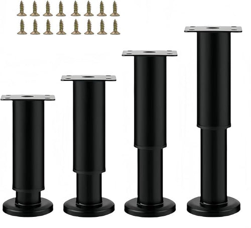 4PCS Adjustable 7.08-12.2 Inch Metal Furniture Legs Black Furniture Replacement by SWTOOL