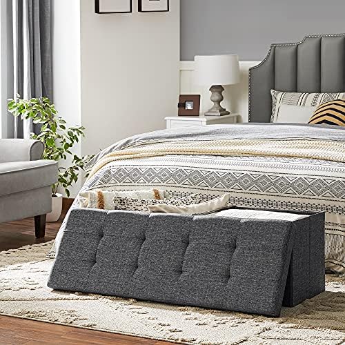 SONGMICS 43.3 Inches Storage Ottoman, Foldable Bench - Image 4