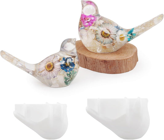 2Pcs Bird Resin Molds, Bird Silicone Epoxy Molds, 3D Animal Resin Silicone Molds for Resin Casting, DIY Crafts, Indoor Desktop Decor