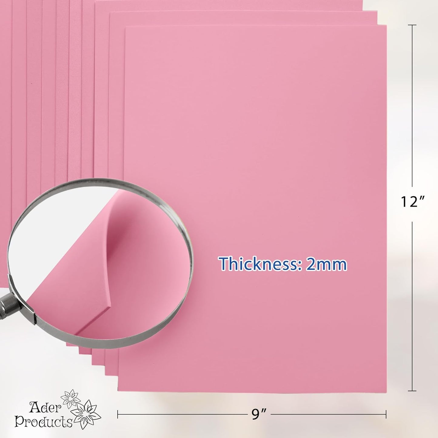 Pink EVA Foam Sheets for Crafts, 9 x 12 Inch, 2mm Thickness – Ideal for DIY Arts and Crafts, Foam Paper for Kids, Cosplay and Costumes - 15 Pack