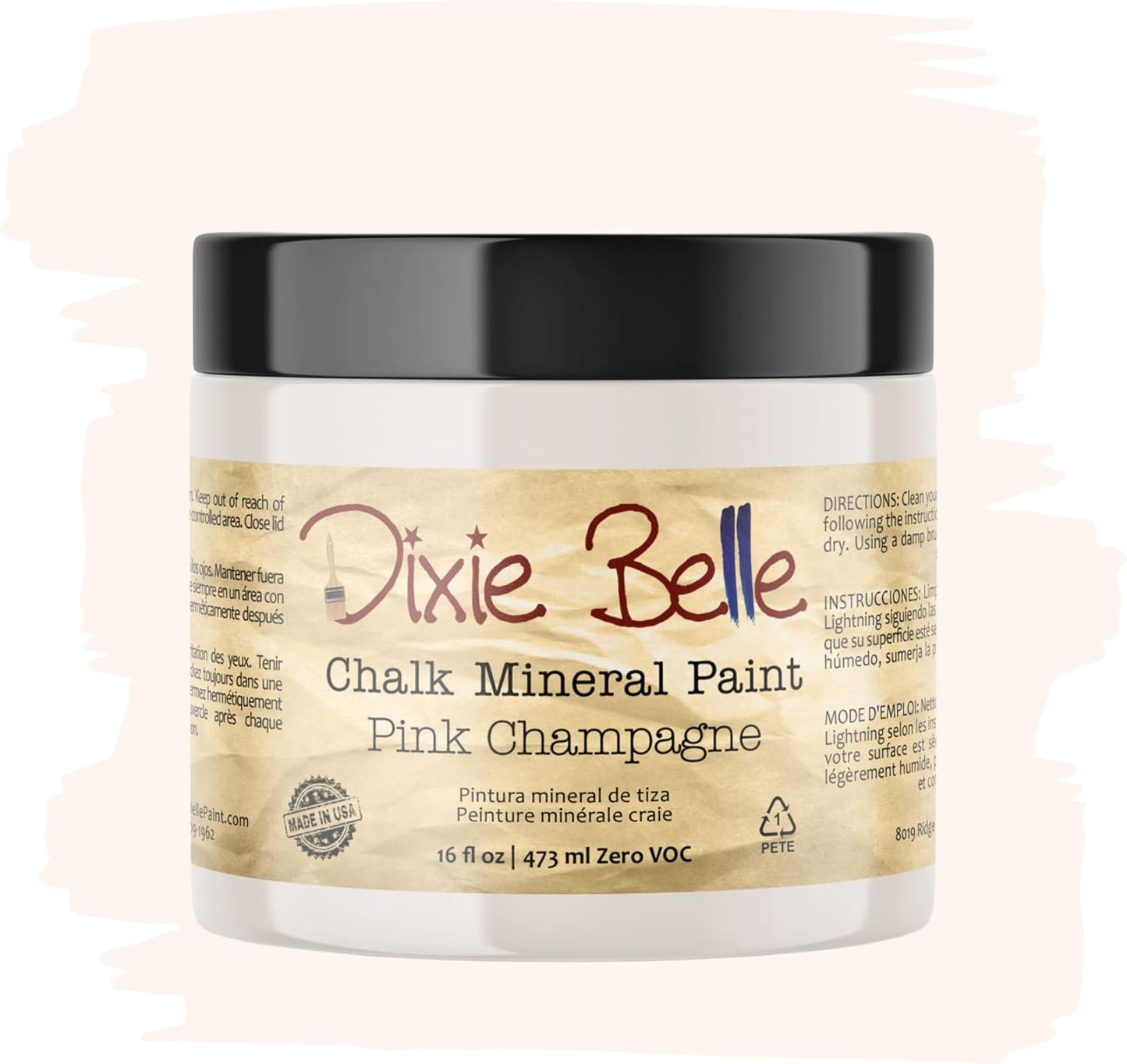 Dixie Belle Paint Company Chalk Finish Furniture Paint - Pink Champagne (16 Fl Oz) - Matte Pale Pink Chic Chalk Mineral DIY Furniture Paint