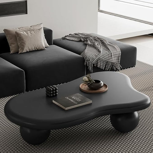 47.2” Cloud Coffee Table with 3 Ball Legs, Modern Irregular Center Table by BSYEIO