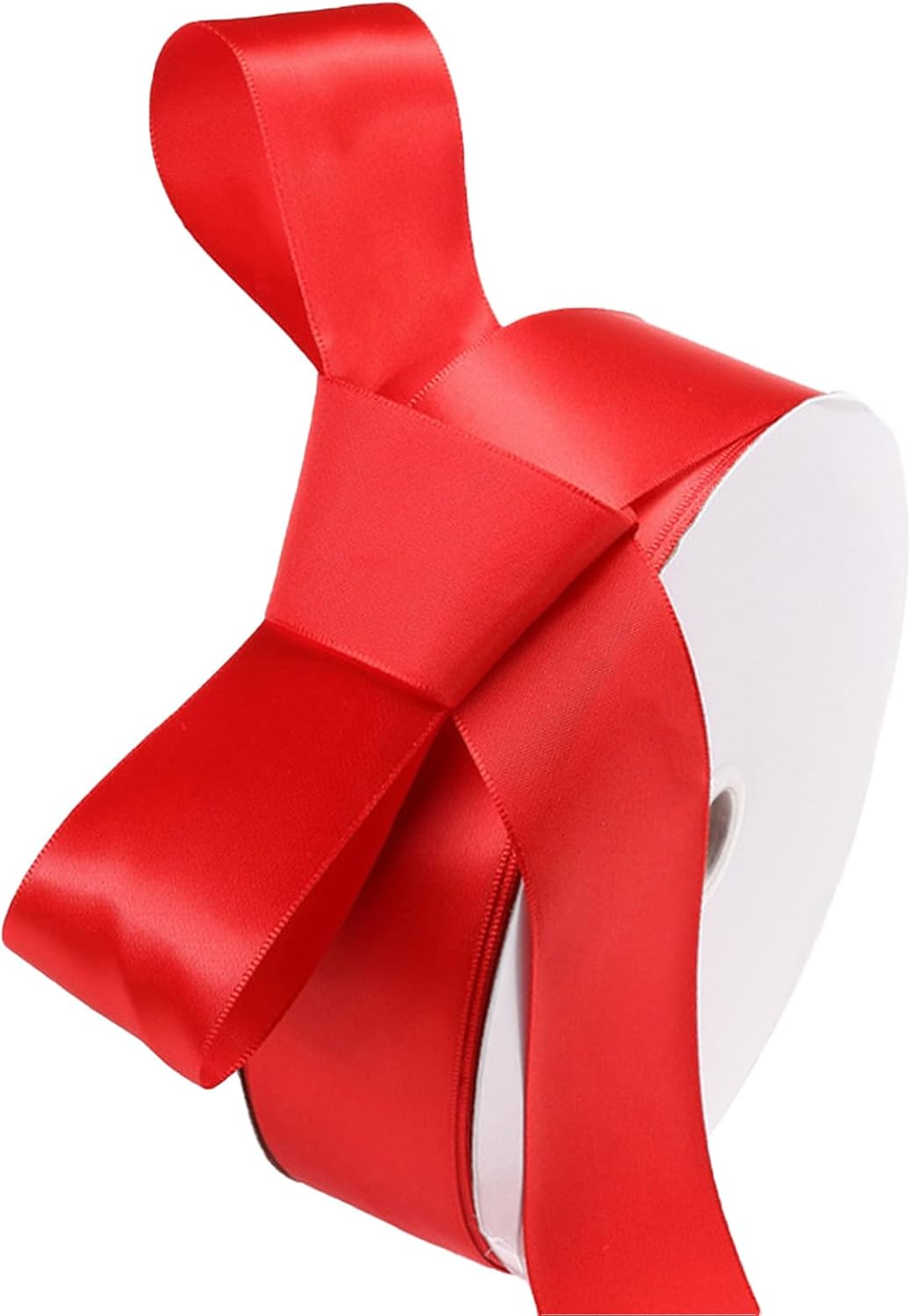 1-1/2" x 100 Yards Red Polyester Satin Ribbon Single Faced Fabric Ribbons for Eternal Roses, Flower Bouquets, Gift Wrapping, Crafts, Bridal Shower, Wedding Decor