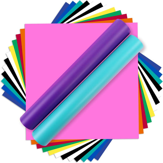 HTVRONT Matte Permanent Vinyl for Cutting Machine - 14 Pack 12" X 12" Permanent Adhesive Vinyl Sheets for Craft Projects, Color Adhesive Bundle Compatible with Cricut Cutting Machine, Silhouette Cameo