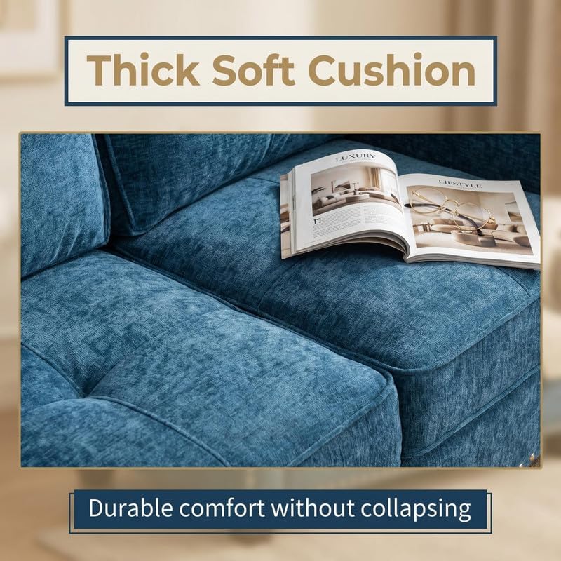 Modern Tufted Fabric Loveseat, Upholstered 2-Seater Couch - Image 5