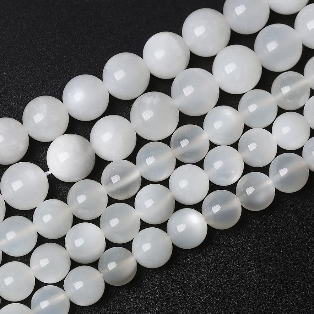 88pcs 4mm Natural White Moonstone Beads AAA Gemstone Round Loose Beads for Jewelry Making DIY Bracelets Necklaces Crystal Energy Healing Stone Beads 15" (4mm, White Moonstone)