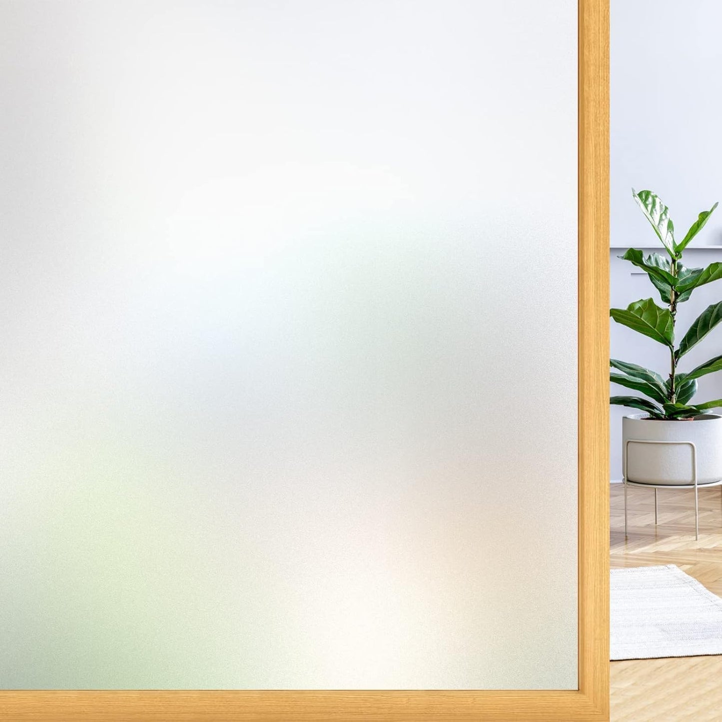 rabbitgoo Window Privacy Film, Frosted Glass Window Clings, Static Cling UV Heat Blocking Door Stickers for Home Bathroom, Removable Indoor Decal Coverings Day and Night, Pure, 29.5 x 157 Inches